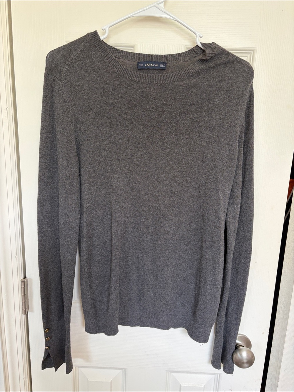 Zara Charcoal Gray Long Sleeve Crewneck Sweater